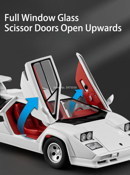 1:24 Lambor Countach LP500S Models Cars Toy Alloy Diecast Doors Opened Supercar with Pull Back Miniature Vehicle Kids Best Gifts