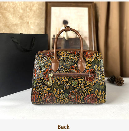 High-End Women's Large Capacity Crossbody Bag Light Luxury Camellia Relief Design Handbag for Stylish Storage