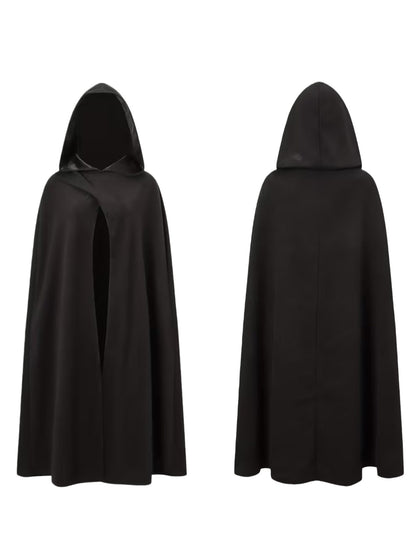 New Halloween Costume Cloak, Fleece Hooded Halloween Cape, Retro Asymmetrical Design Role Play Coat, Party Outfit, Autumn & Winter Clothing Accessory, Cosplay Costume