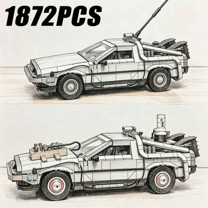 NEW 1872PCS Back to The Future Time Machines 2 Mini Figures 1:8 Scale Building Blocks Car Kit Collectible Authentically Detailed