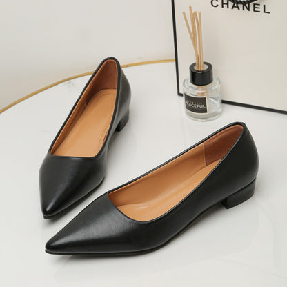 Sapatos Femininos de Couro Pequenos com Salto Quadrado de Boca Rasa e Bico Fino, Elegantes e Modernos, de Salto Alto, Sapatos de Festa Zapatos Mujer