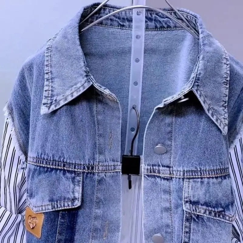 Fashion Denim Shirt Ladies Tops Women New Splicing Denim Jacket Spring Autumn Korean Casual Jean Coat Female Windbreaker