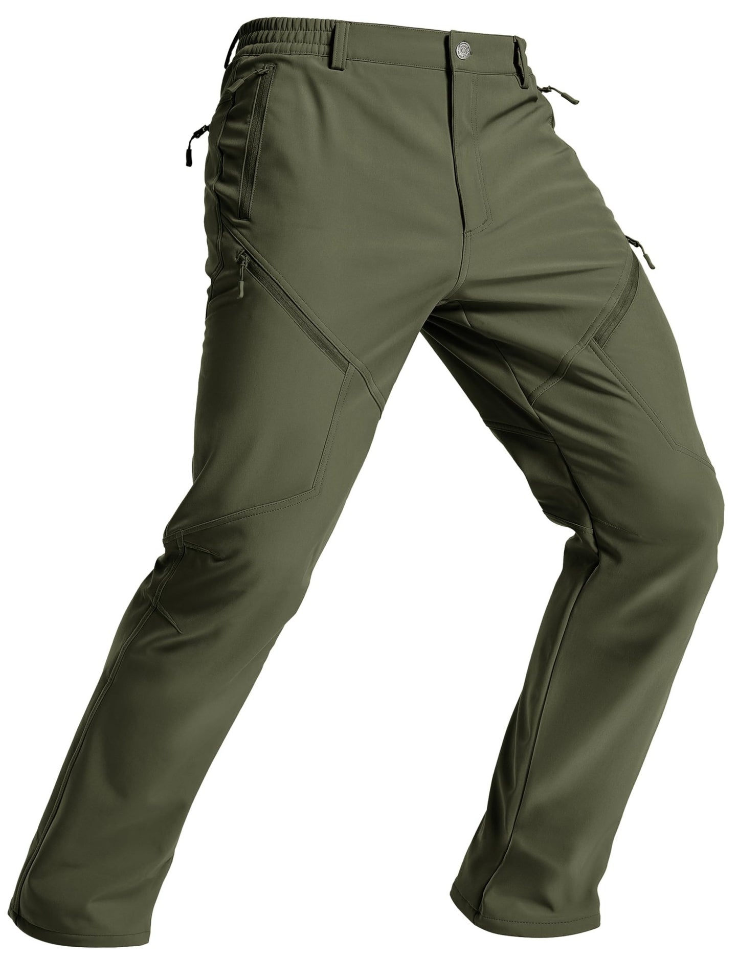Calça Masculina de Inverno para Caminhada TACVASEN Forrada com Fleece, Impermeável, Softshell, para Esqui na Neve, Isolada, Cargo de Trabalho com 6 Bolsos com Zíper