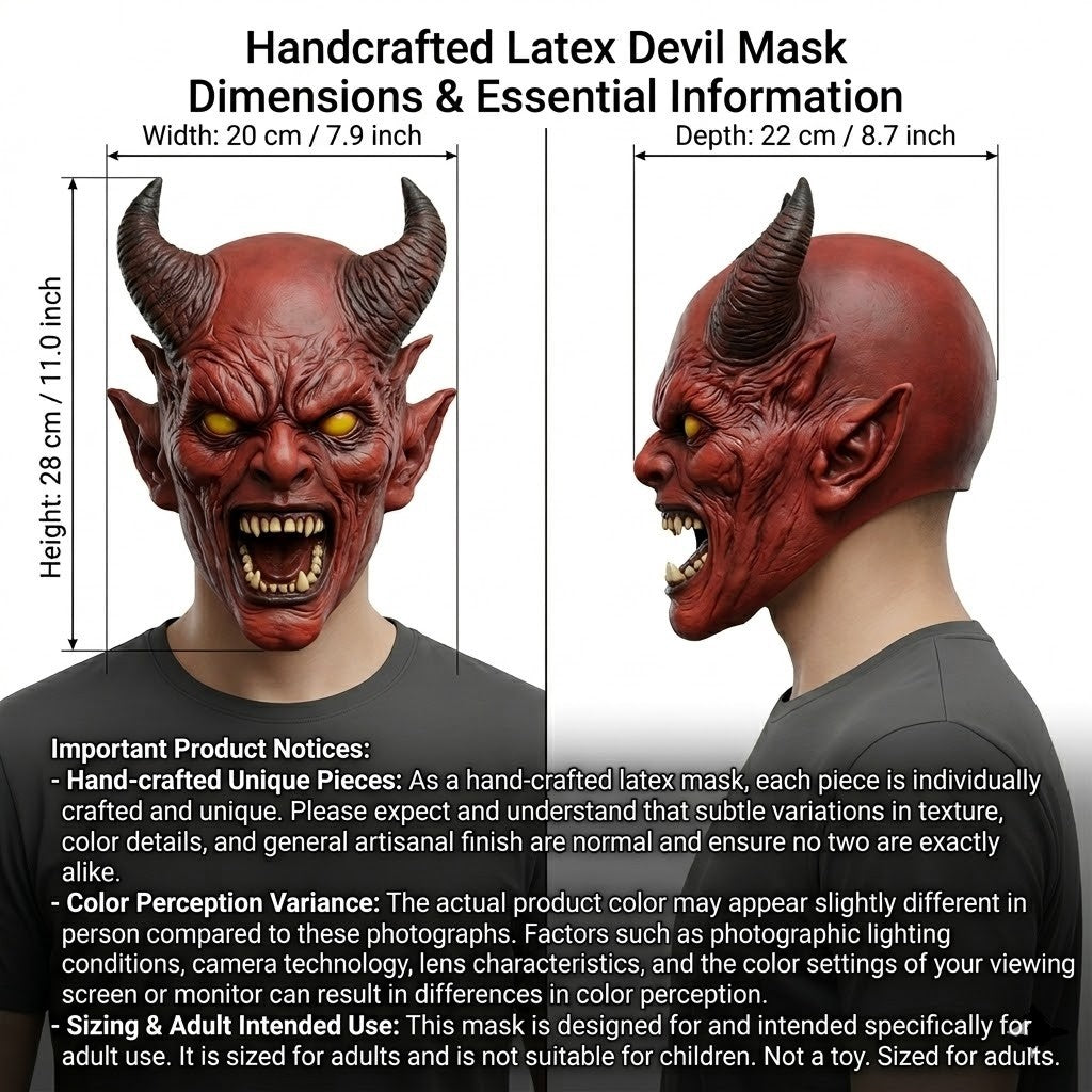 Scary Horned Demon Mask Full Head Latex Devil Mask Horror Halloween Cosplay Masks Costume Party Carnival Haunted House Prop