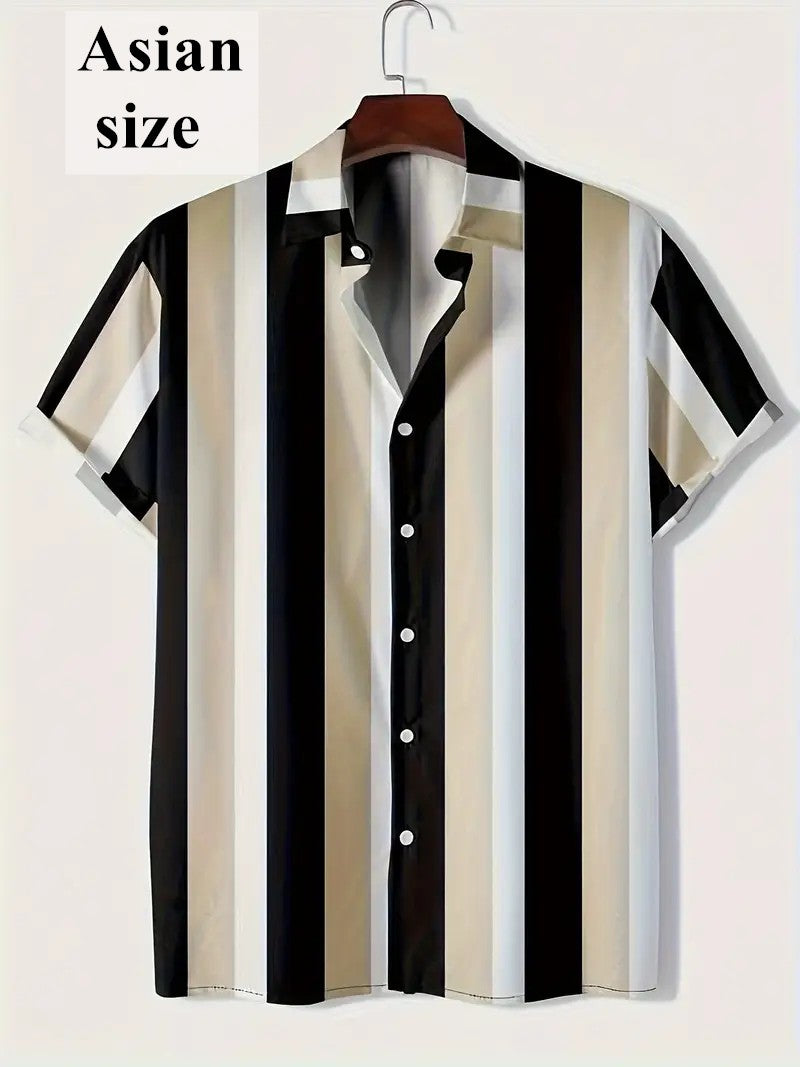 3d Print Hawaiian Beach Shirts Summer Men Shirt Fashion Striped Shirt Men Fashion Streetwear Short Sleeve Blouse Vacation Tops