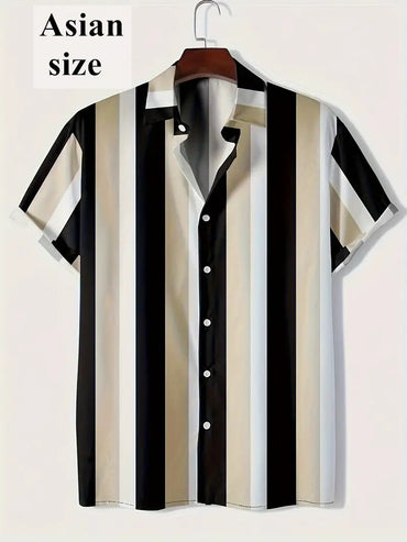 3d Print Hawaiian Beach Shirts Summer Men Shirt Fashion Striped Shirt Men Fashion Streetwear Short Sleeve Blouse Vacation Tops