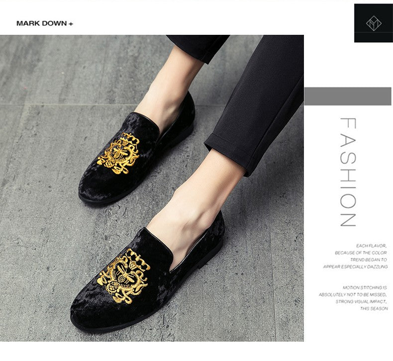 2022 Wedding Dress Shoes Casual Men Loafers New Big Size Lazy Peas shoes Embroidery Moccasins Shoes Suede Leather shoes Zapatos