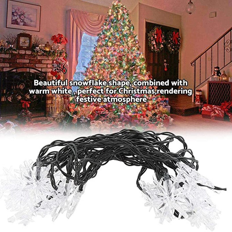 12m Solar Snowflake LED String Lights Fairy Lights Garland Outdoor New Year Christmas Tree Home Garden Decorations Lamp