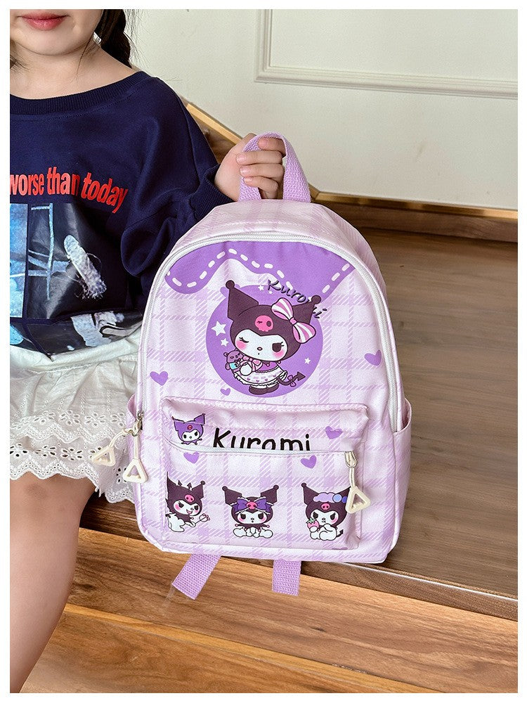 Mochilas Hello Kitty Kuromi Cinnamoroll com estampa de desenho animado fofo e leve para meninos e meninas do jardim de infância