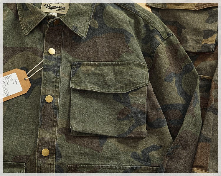 Casual cargo shirt camouflage coat fall new men's coat large pocket function stylish outdoor jacket