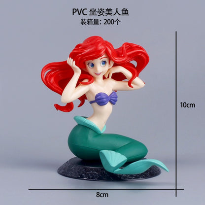 Disney The Little Mermaid Ariel Princess Action Figure Kids Toys Anime Situational Model Dolls Collection Room Car Decoration