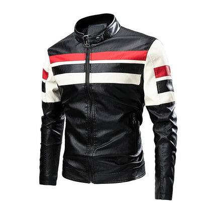 2022 Fashionable Casual Men's Leather Jacket Splice Motorcycle Amazon Vintage Cross-Border Spring Autumn Thin Style Wear