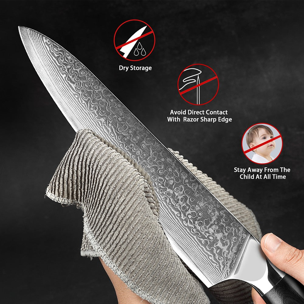 Japanese Damascus Steel Kitchen Chef Knife 1-9 PCS Set Ultra-sharp Cleaver Paring Bread Boning Knife Ergonomic G10 Handle