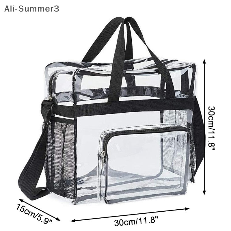 Large Capacity PVC Transparent Bag Portable Washing Bag Clear Tote Multi Pocket Handbag