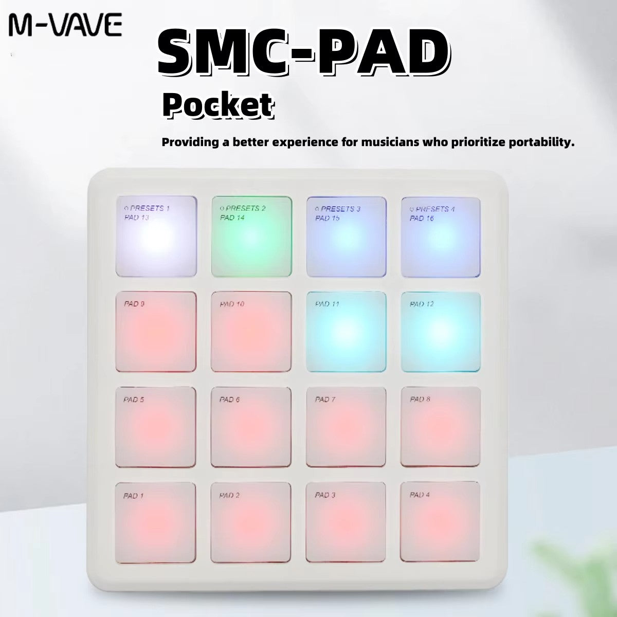 M-VAVE SMK-25 II Teclado Controlador MIDI Pad USB Mini 25 Teclas, 16 Pads de Bateria RGB, 8 Knobs e Produção Musical, Software Incluído