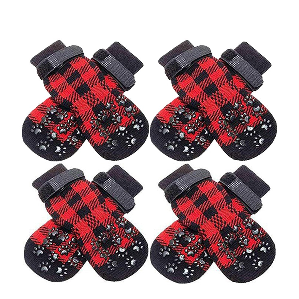 Conjunto de 4 Peças de Meias para Pets, Capa de Pata para Cães e Gatos, Meias Antiderrapantes e Impermeáveis para Uso Externo, Sapatos para Cães Grandes e Pequenos