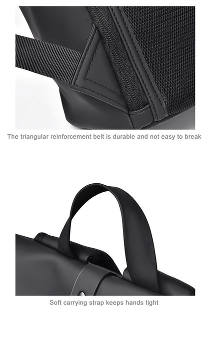 Black Fashion Roll Top Computer Bag Laptop Travel Business Waterproof Large Capacity Backpack Teenager School Bag ?? Mochila