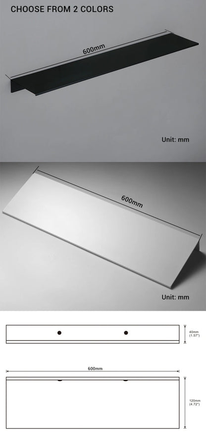 Prateleira de Parede Preta Fosca Prateleiras de Banheiro Acessórios de Banheiro 30-50cm Suporte de Armazenamento Moderno para Cozinha e Chuveiro Venda por Atacado
