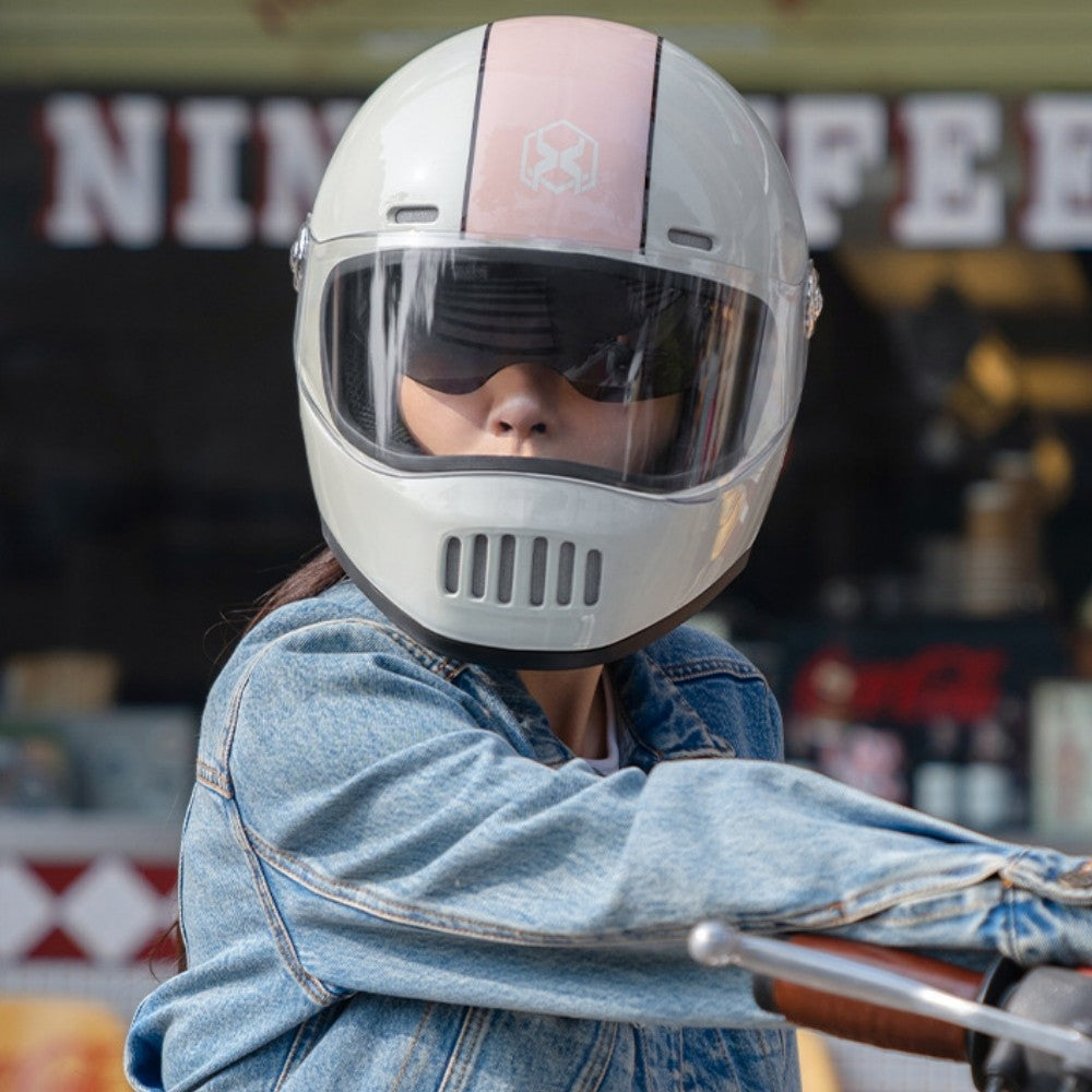 Electric Motorcycle Helmet Winter Warm HD Dual Mirror Anti-fog Retro Sun Protection Riding Full Helmet