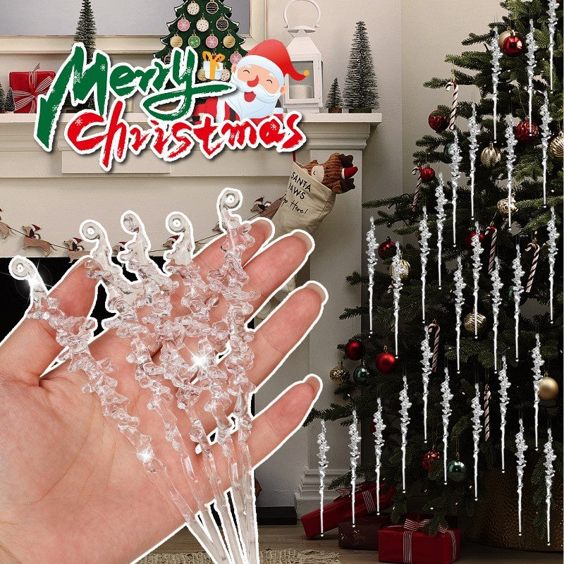 Clear Acrylic Icicle Ornaments Christmas Clear Crystal Icicles Pendants Christmas Tree Hanging Icicles Drop Xmas Wedding Decor