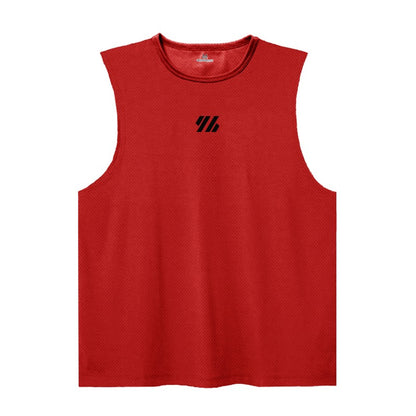 Mens Running Sleeveless Sport Tank Tops Gym Bodybuilding Fitness Workout Muscle Vests Mesh Cool Breathable Quick Dry T-Shirts