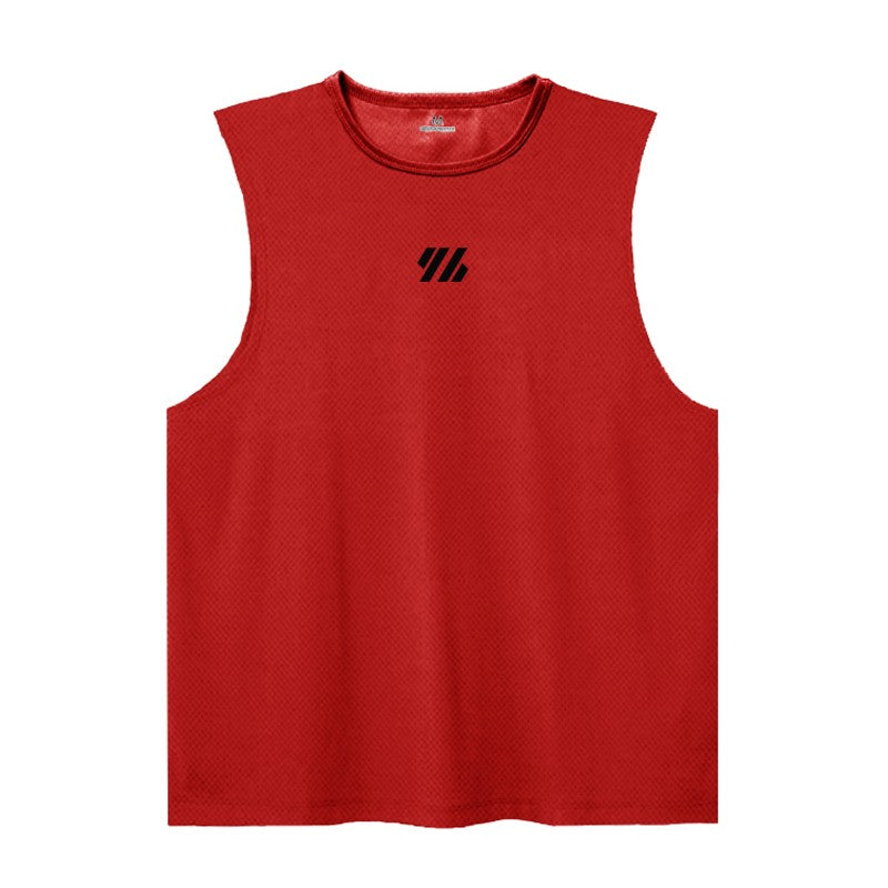 Mens Running Sleeveless Sport Tank Tops Gym Bodybuilding Fitness Workout Muscle Vests Mesh Cool Breathable Quick Dry T-Shirts