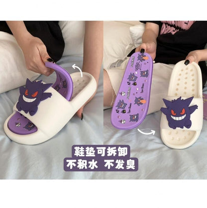 Kawaii Pokemon Anime Peripherals Gengar Cartoon Outdoor Sandals Summer Home Shoes Flip Flops Birthday Gift