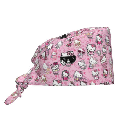 Custom Hello Kitty Medical Staff Scrubs Hat Women Men Cartoon Chara For Chef Hat Scrub Caps