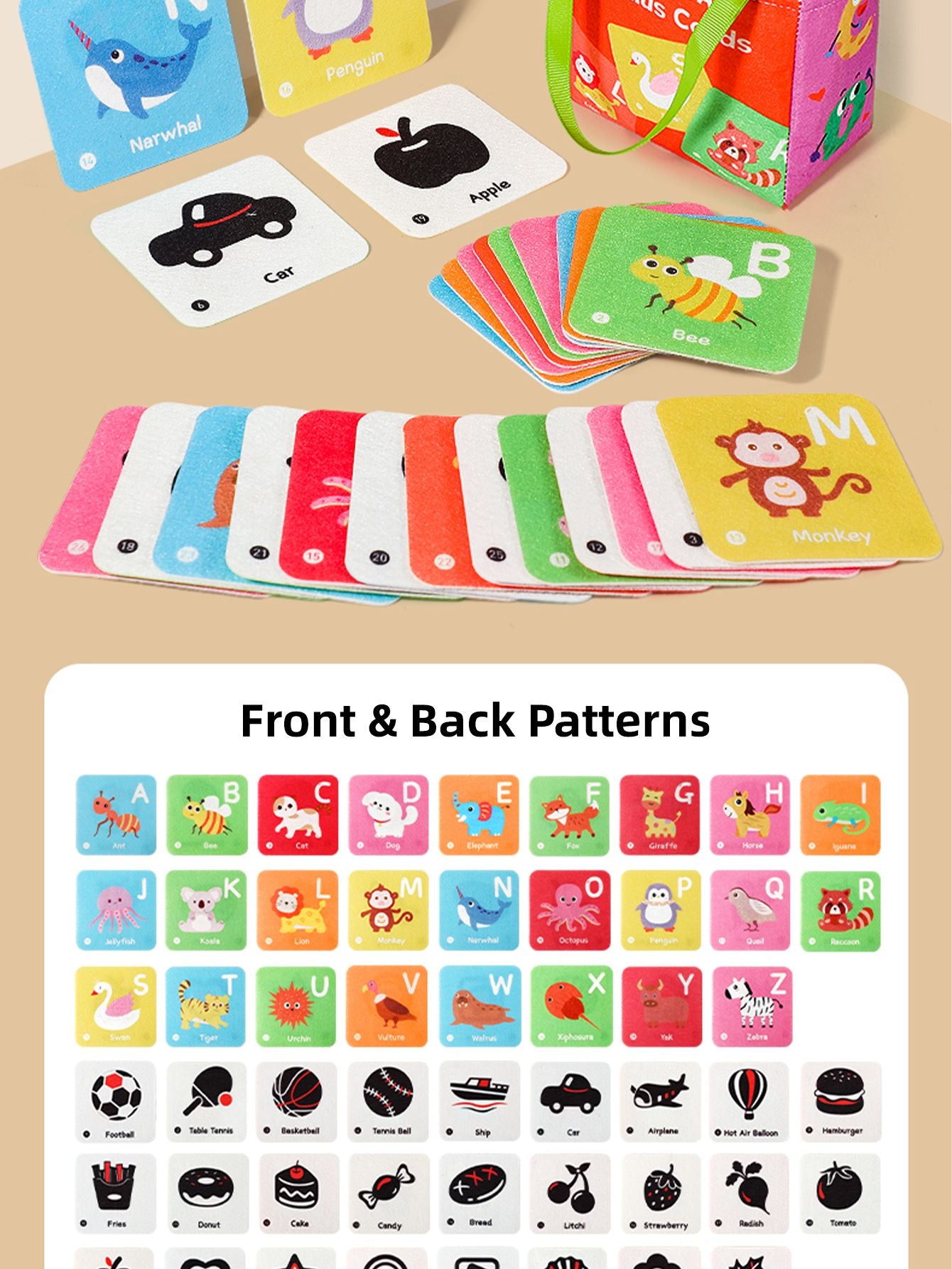 Baby object recognition cards, educational toys, early education and enlightenment