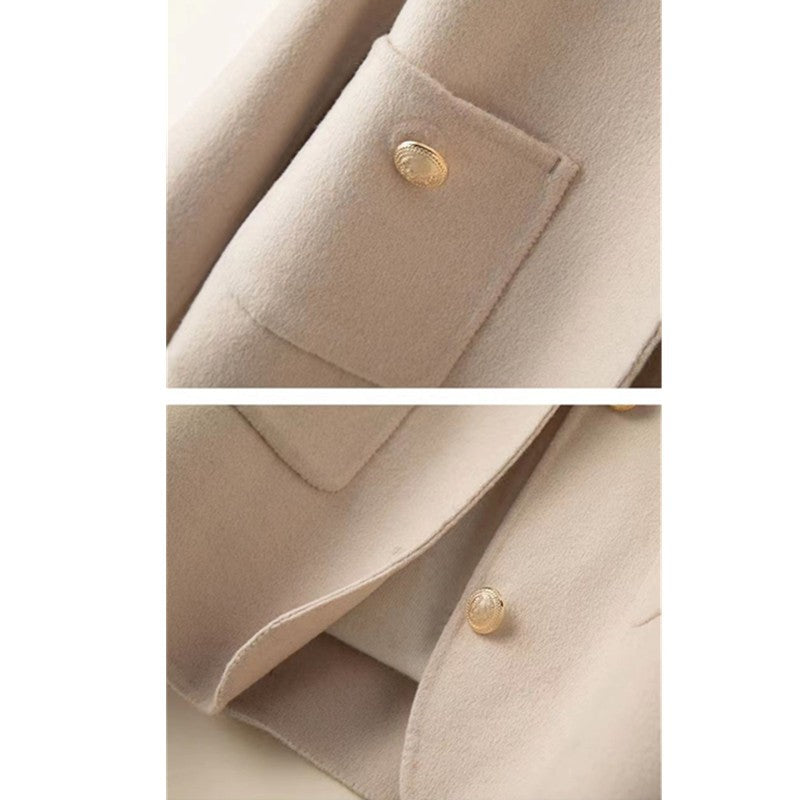 Spring Autumn 2025 New O-Neck Woolen Short Coat Women Female Korean Fashion Single-Breasted High-Quality Wool Jacket Female B733