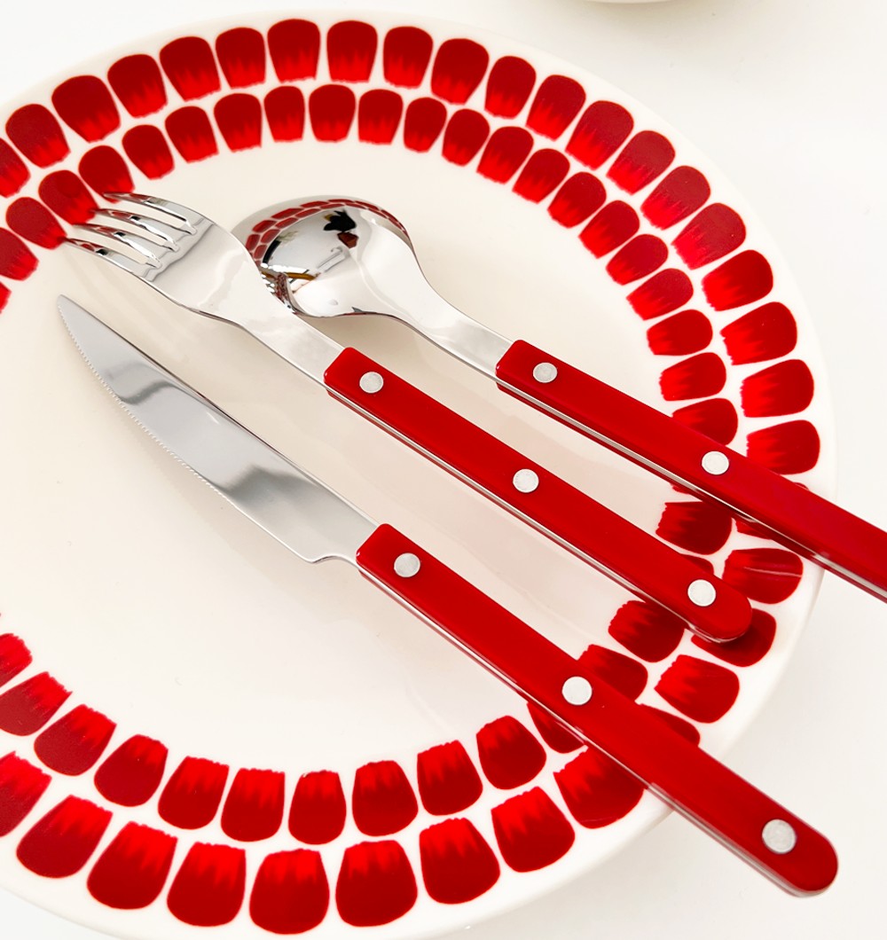 Conjuntos de Talheres de Design Moderno Espelhamento Superior Aço Inoxidável 18/8(304) Cabo ABS com Rebites Jogo de Talheres para Cozinha