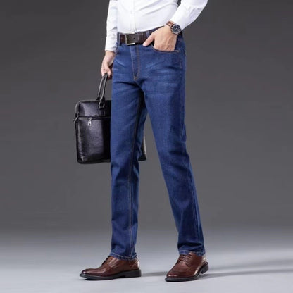 2025 Men NEW Men's Fashion Business Jeans Classic Style Casual Stretch Slim Jean Pants Male Brand Denim Trousers Black Blue Mens
