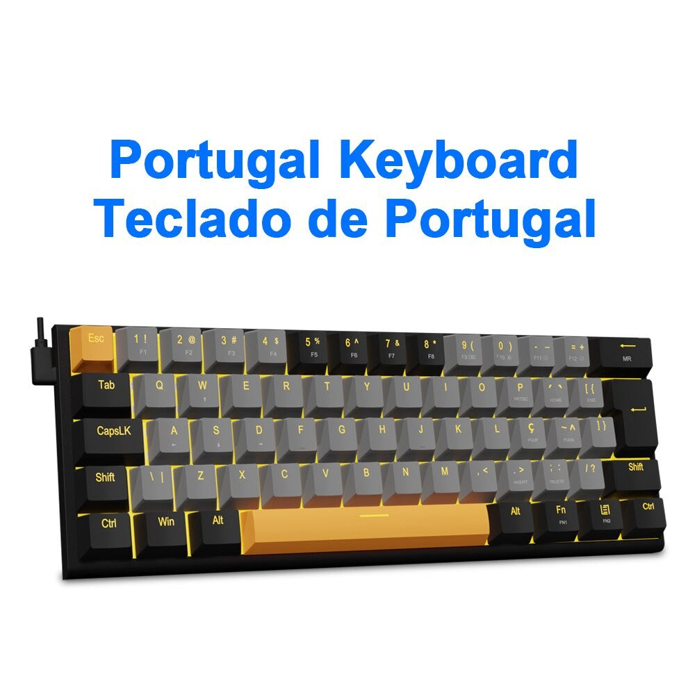 E-YOOSO Z11 Teclado Mecânico para Jogos USB com Fio Red Switch 61 Teclas Gamer Russo Português Brasileiro para Computador PC Laptop