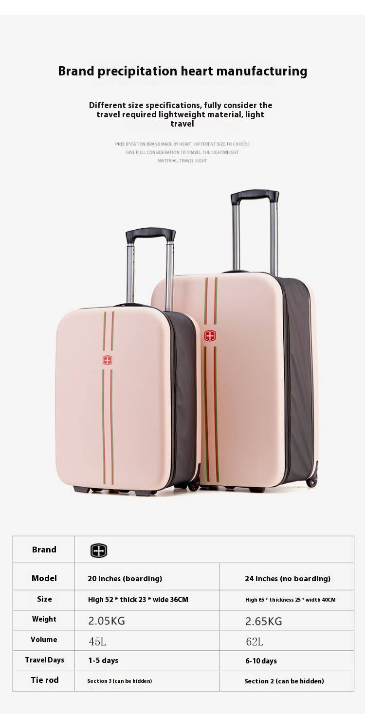 Foldable Upright Luggage Portable Business Travel Suitcase 20/24 Inch - Compact Foldable Carry-On for Easy Storage And Transport