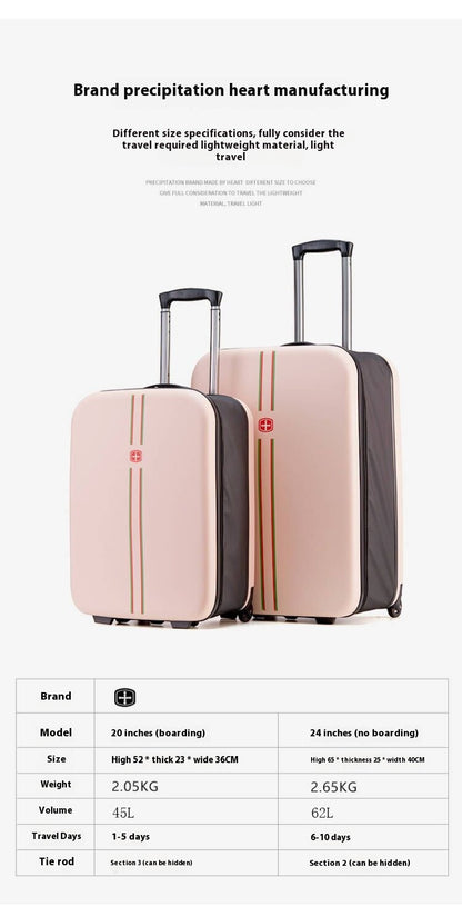 Foldable Upright Luggage Portable Business Travel Suitcase 20/24 Inch - Compact Foldable Carry-On for Easy Storage And Transport