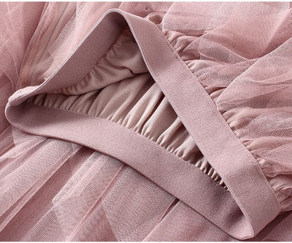 Tutu Tulle Long Maxi Skirt Women Fashion 2022 Korean Cute Pink High Waist Pleated Skirt Mesh Female Lady Aesthetic Faldas