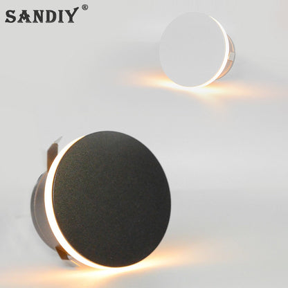 SANDIY Led Step Light Recessed Wall Lamp Round Stair Lighting Waterproof Indoor&Outdoor Luminaire for Bathroom Yard Balcony Deck