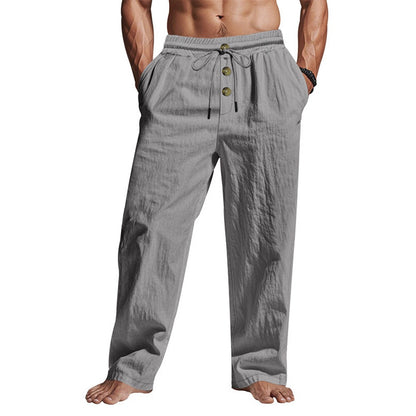 Spring Autumn Men's Breathable Long Pants Solid-color Casual Elastic Waist Pants Sports Streetwear Pants Harajuku Trousers