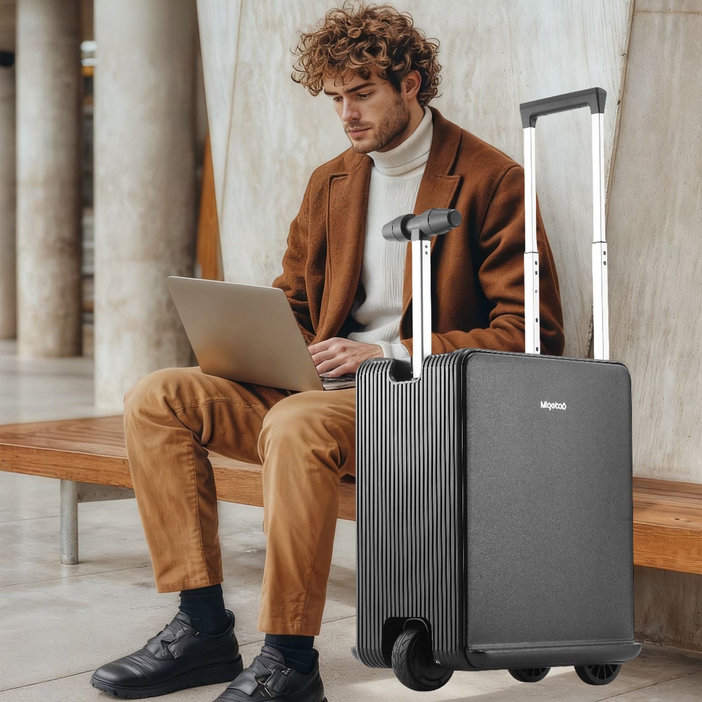 Mala Elétrica 20 Polegadas 40L Grande Capacidade Com Rodas Para Embarque e Trava TSA Para Homens E Mulheres, Bagagem De Viagem Com Rodas E Possibilidade De Andar