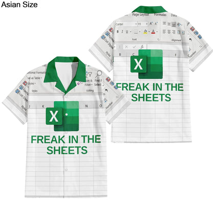 Excel Hawaiian Shirt Men's Fashion Shirt Spreadsheet Software Design Print T-shirts 2025 Vacation Style Y2K Summer Shirts