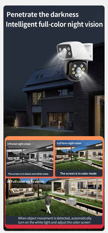 IPC360HOME 10X Zoom 4K 8MP Dual Lens WIFI PTZ 4MP Dual Screen Security Camera Outdoor Color Night Vision Surveillance Cameras