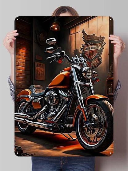 Letreiro de Flandres H-Harley Pôster de Motocicleta Decoração Estética de Quarto Masculino Placas de Metal Personalizadas para Garagem Decoração de Parede Retrô para Casa