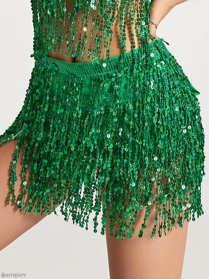 Sexy Women Belly Dance Hip Tutu Skirt Scarf Wrap Belt Glitter Sequins Tassel Hipscarf Skirt Sundress Costume Fringe Skirt Outfit