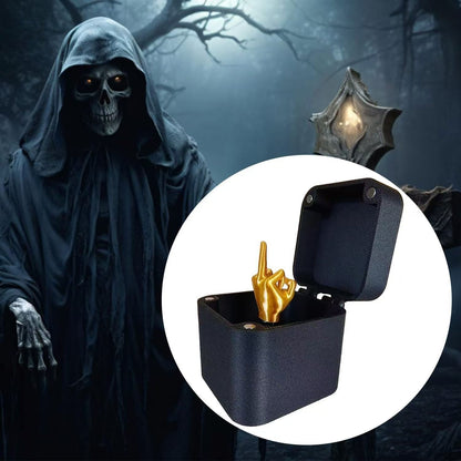 Dedo Médio Engraçado em Caixa - Presente de Piada para Decoração de Mesa de Halloween, Natal e Aniversário, Brinquedo de Escritório e Decoração de Casa