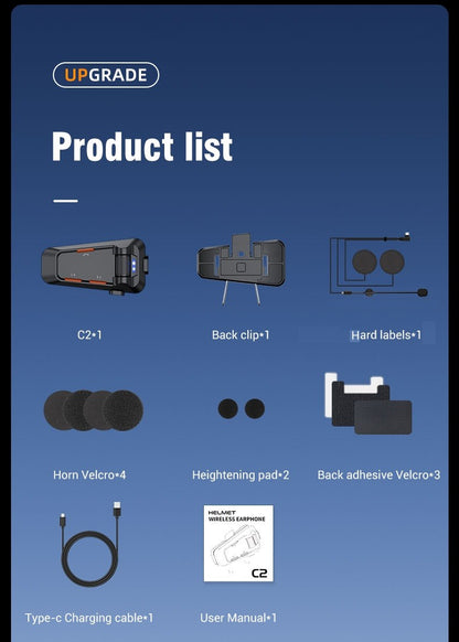 Motorcycle riding waterproof multi-person networking group chat intercom helmet bluetooth headset 6.0