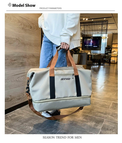 Mala de Viagem Esportiva de Grande Capacidade Bolsa de Viagem de Curta Distância Portátil Bolsas de Fitness Bolsa de Ombro Transversal Bolsas Masculinas Esportivas Impermeáveis ​​B