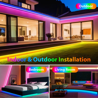DC5V RGB LED Neon Light AA Battery Powered Bluetooth LED Strip SMD2835 IP65Waterproof Rating 108Leds/m With a remote control
