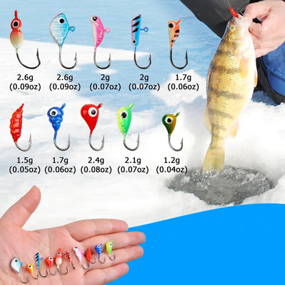 Iscas de Pesca de 8 ou 6 Peças Iscas de Gelo Luminosas Equipamento de Pesca no Gelo Cabeça de Jig Crappie Anzóis para Pesca com Jig no Gelo de Inverno