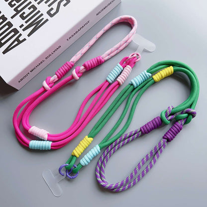 Cordão de pescoço tipo alça transversal ajustável para celular, estilo coreano, com remendo de substituição para acessórios de celular