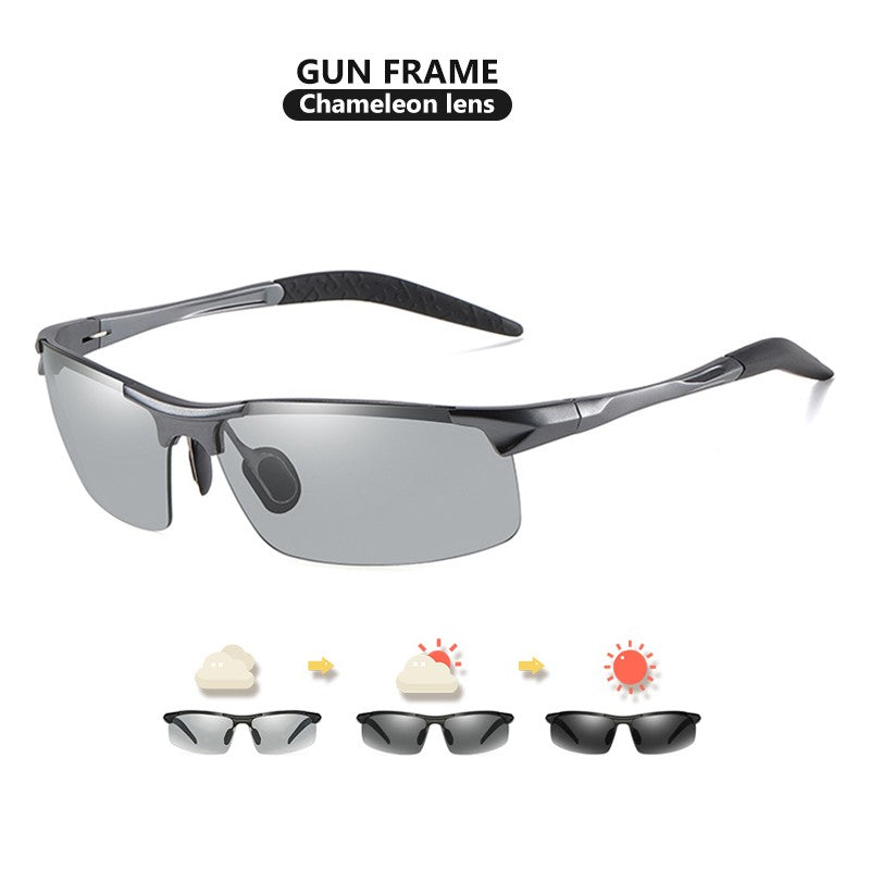 CoolPandas Óculos de Sol Fotocromáticos Masculinos Polarizados Sem Aro para Esportes ao Ar Livre Óculos de Condução Dia Noite Camaleão Óculos Masculinos